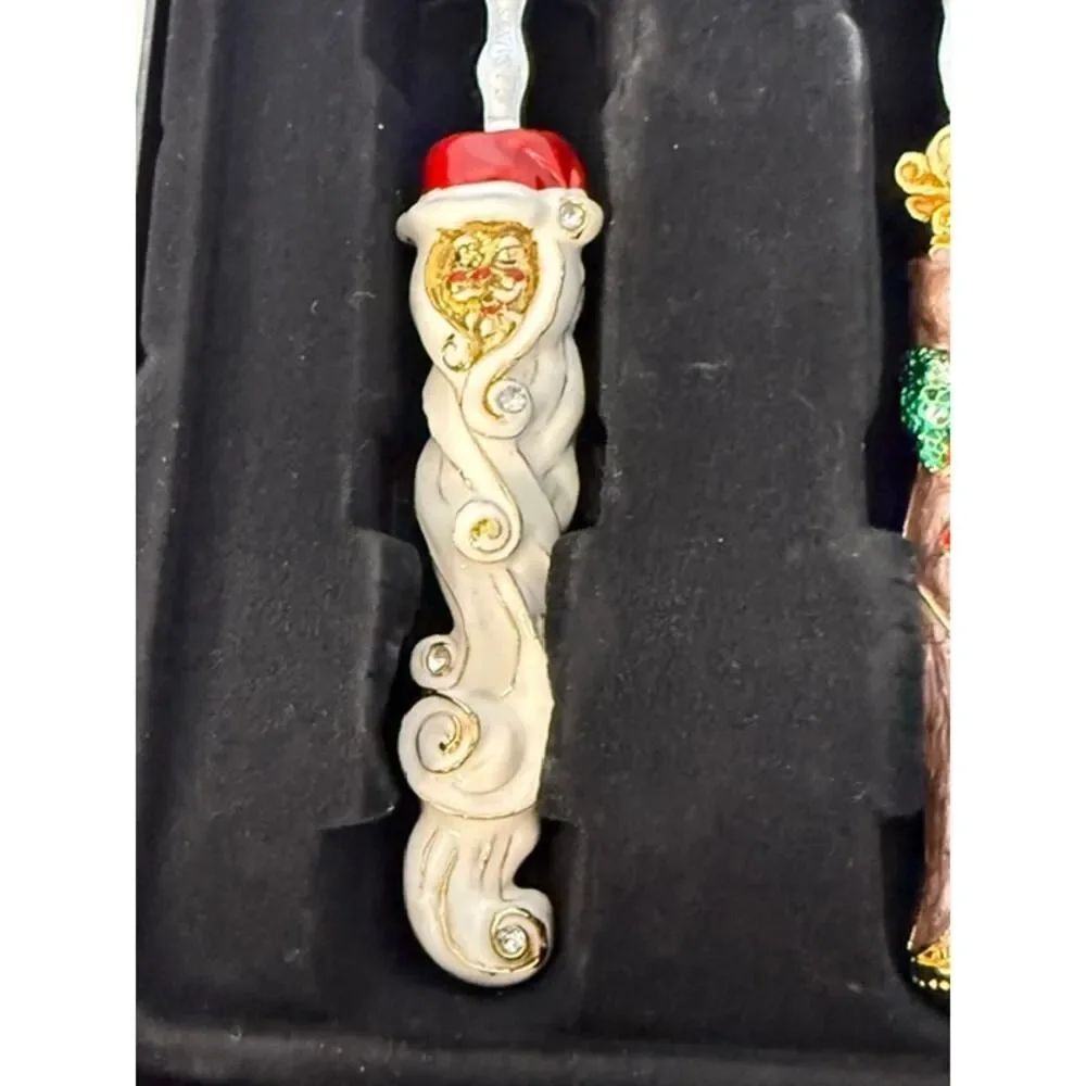 2 Saints Christmas Serving Fork Spoon Set Santa Reindeer 11.5